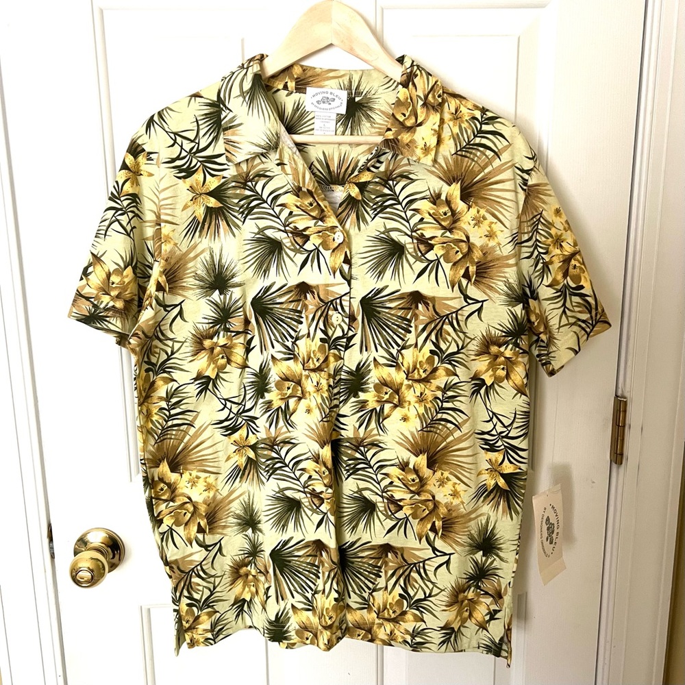NWT Moving Bleu By Designers Originals Hawaiian Man Cotton Buttoned Up Shirt, L